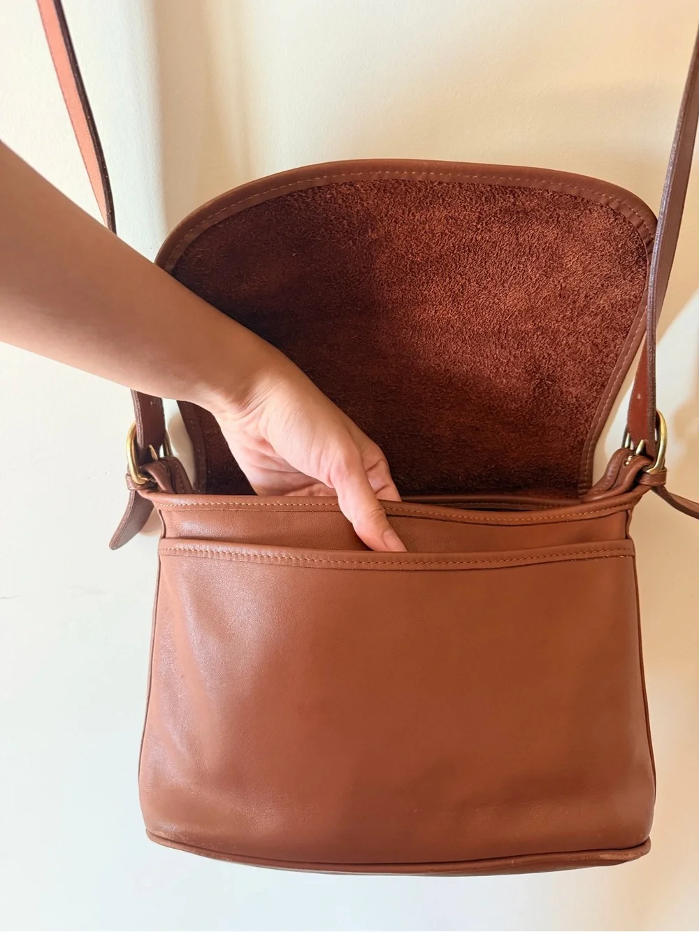 Vintage Coach 90s Fletcher Brown Leather Crossbody Bag RARE